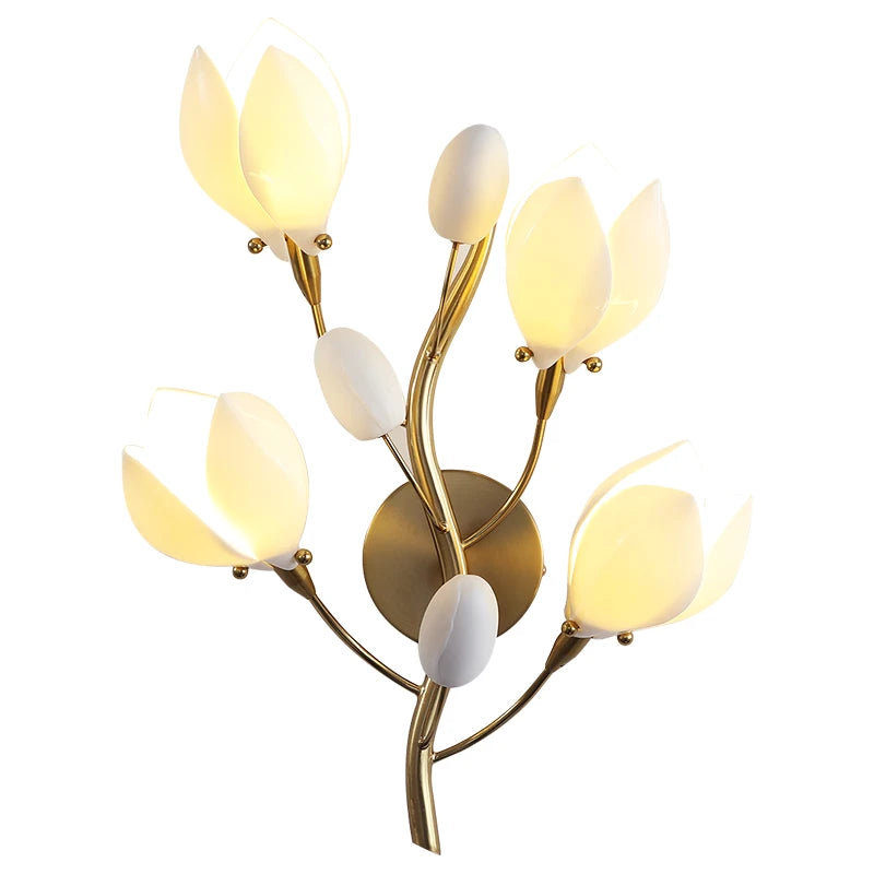 Nordic living room vertical floor lamp, simple bedroom bedside lamp, creative personalized magnolia decoration floor lamp - vue 6 sur 8