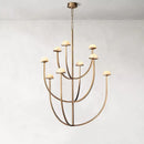 Spanish natural marble retro style copper and LED chandelier