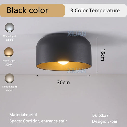 Modern LED ceiling light in metal for hotels and hallways - vue 9 sur 8