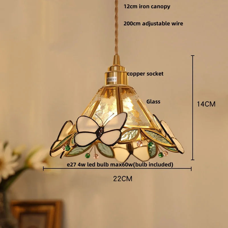 modern adjustable colored glass pendant light with wooden wire - vue 14 sur 25