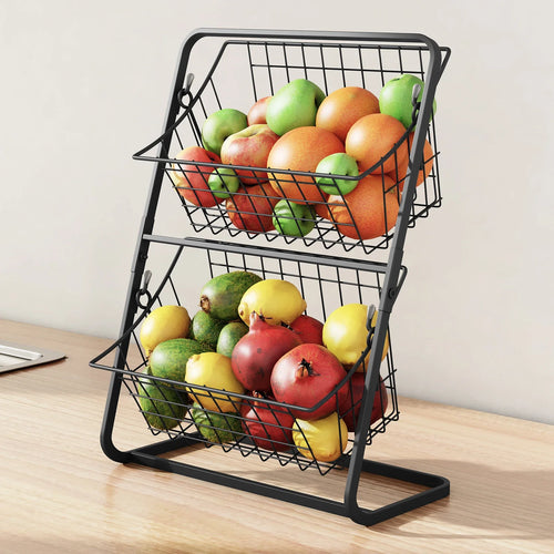 Fruit basket,,vegetable basket,Kitchen countertop storage basket,Wire removable storage rack,Spices and snack racks - vue 3 sur 8