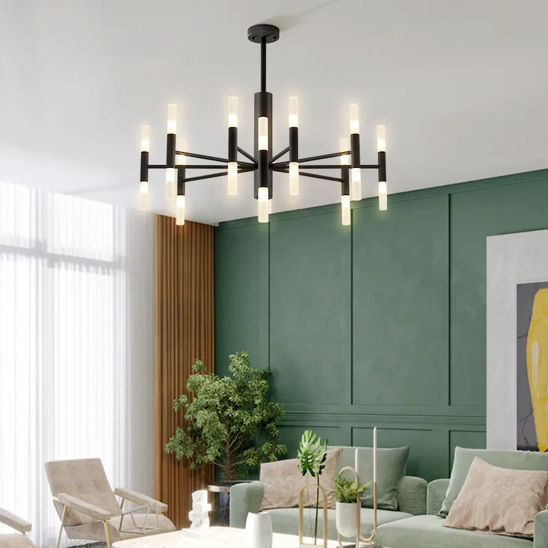 Modern art deco designer pendant chandelier for a bright interior