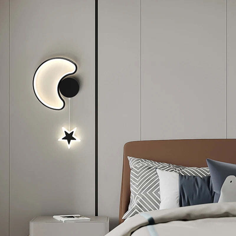 creative stars moon and clouds wall light for children - vue 5 sur 16