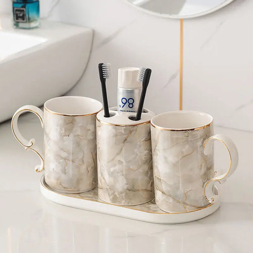 decorative and practical marbled ceramic bathroom accessories - vue 15 sur 18