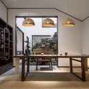 Rattan pendant chandelier with lampshade for hanging lighting