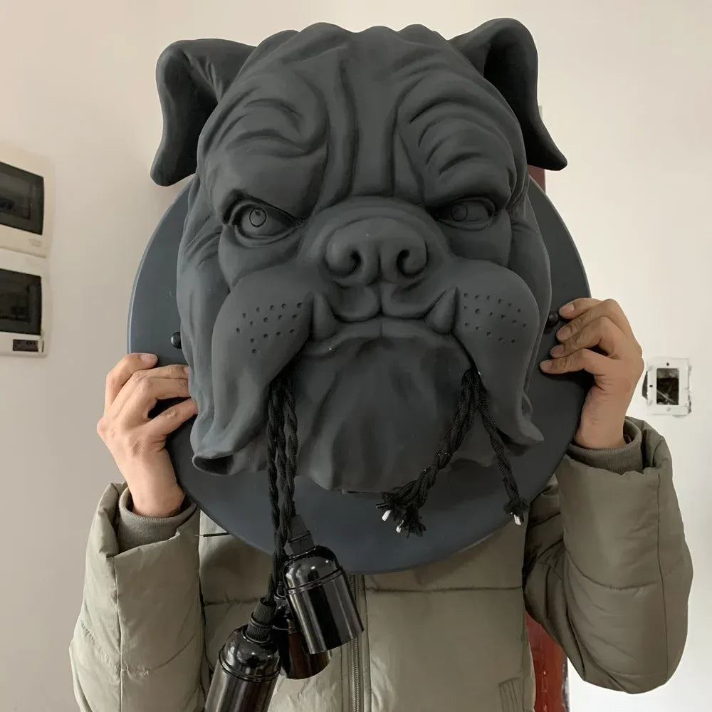 Vintage bulldog design resin wall light - vue 4 sur 14