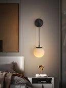 Modern bedside lamp in copper and natural marble