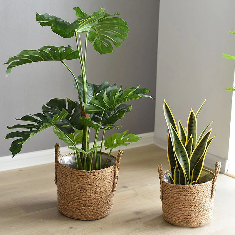 Handmade seagrass storage basket for plants and flowers - vue 6 sur 9
