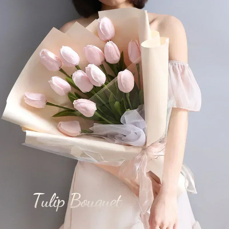 Set of artificial tulips for wedding and home decoration