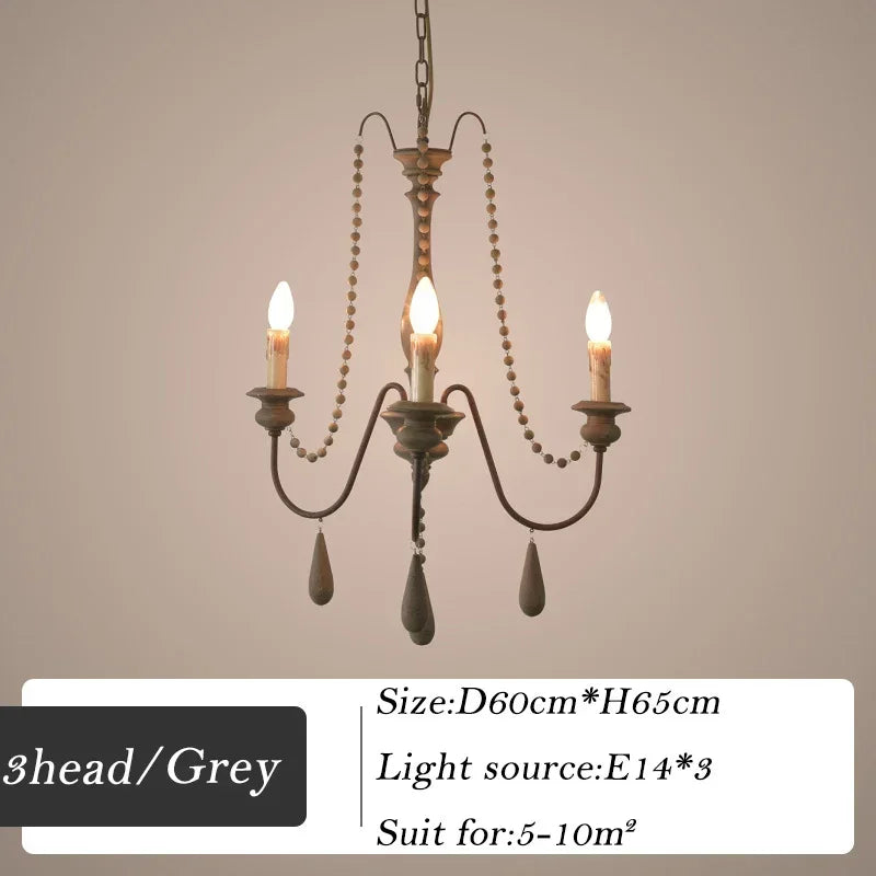 Retro wood chandelier for elegant interior decor - vue 14 sur 16