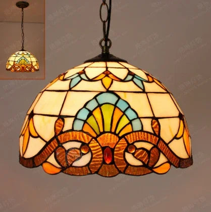 Handmade tiffany glass pendant light nordic peacock style - vue 11 sur 10