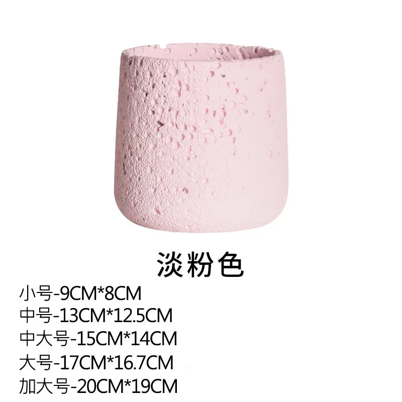 Nordic style cement flower pot with decorative tray