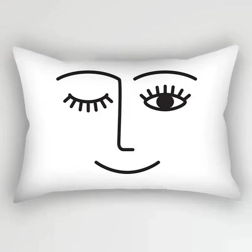 Geometric black and white cushion cover 30 x 50 cm