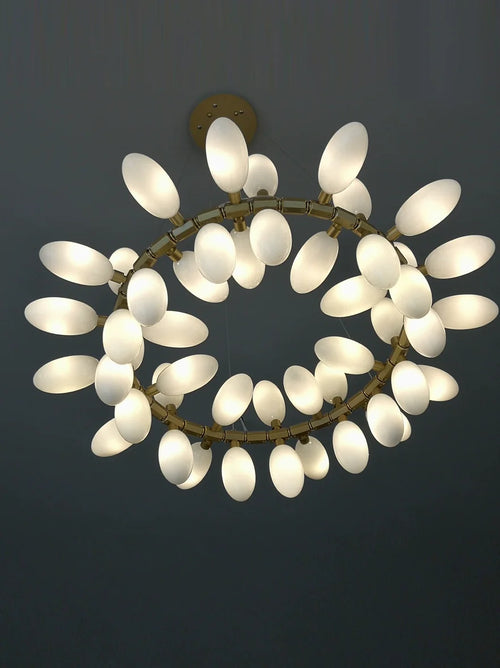 Modern Luxury White Glass Grape Shaped Duplex Villa Chandelier, Living Room, Dining Room, Hotel Circular Decorative Chandelier - vue 2 sur 15