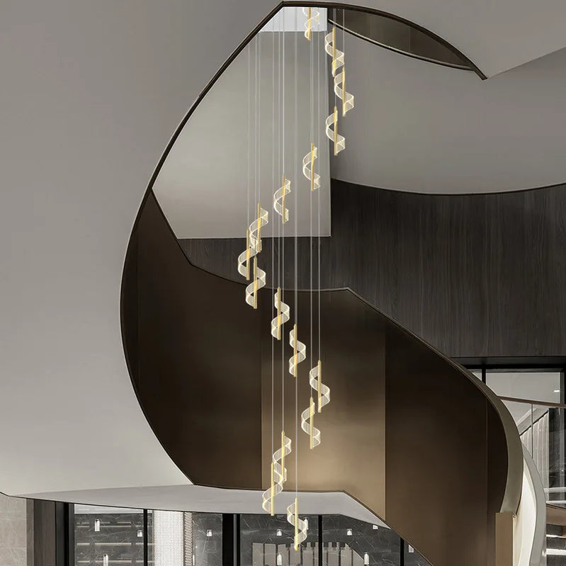 Modern nordic LED spiral twist acrylic chandelier