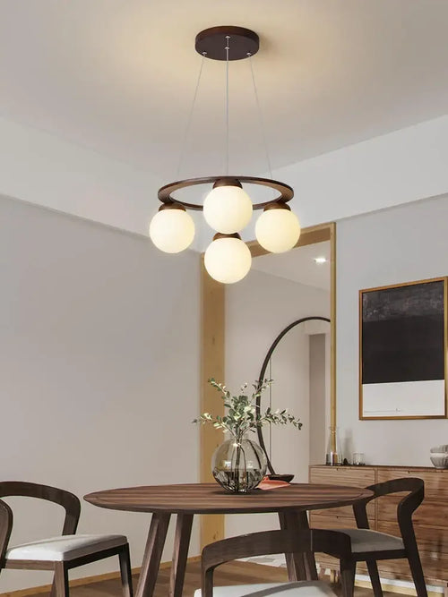 Designer wooden chandelier for contemporary home decor - vue 4 sur 14