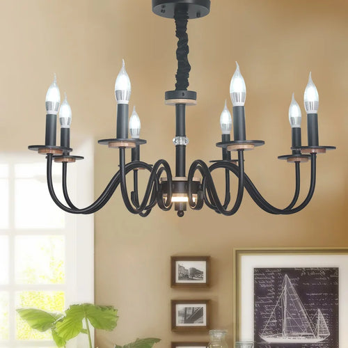 Retro iron chandelier with 8 candle lights for indoor lighting