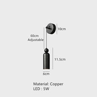 Modern minimalist wall light with adjustable cord