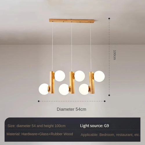 Wood and glass pendant light for modern and creative restaurant - vue 11 sur 10
