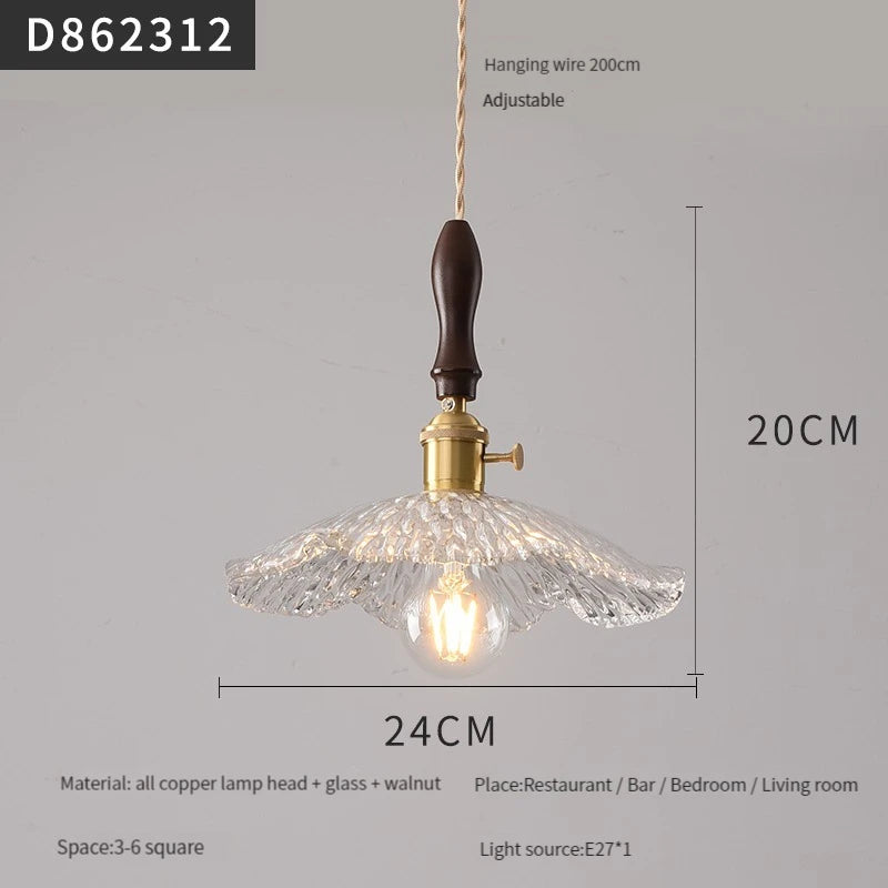Modern brass and glass pendant light for interiors - vue 12 sur 30