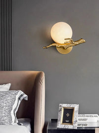 Marble and copper wall light decorative LED lamp