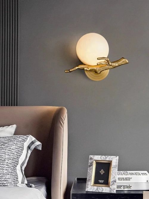 Marble and copper wall light decorative LED lamp
