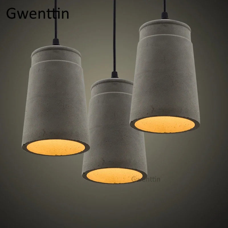 Vintage cement pendant light in industrial style for interior decor