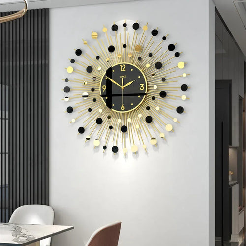 luxury creative design silent wall clock for modern decoration - vue 2 sur 8