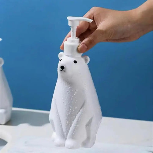 refillable polar bear lotion dispenser for bathroom - vue 5 sur 7