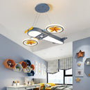 Cartoon airplane LED chandelier with remote control for children