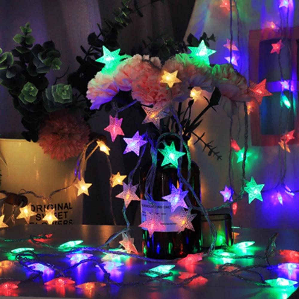 LED star string lights garland for Christmas and celebrations