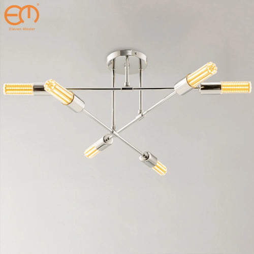 Modern nordic sputnik semi flush chandelier with electroplated finish - vue 2 sur 13