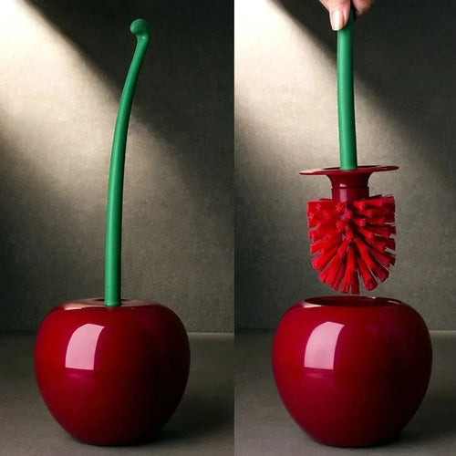 Cherry toilet brush with long handle and creative holder - vue 2 sur 8
