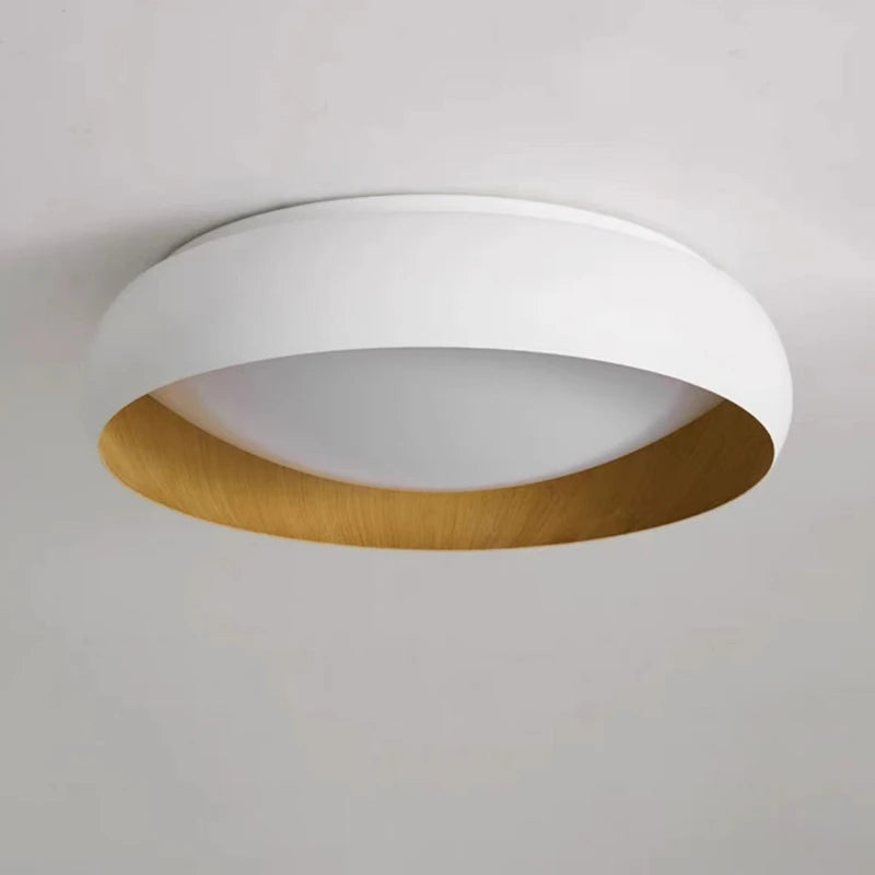 Minimalist Japanese retro circular lamp with soft lighting and elegant design