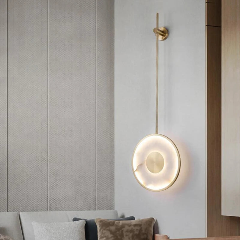 Modern marble and gold metal wall light for restaurants