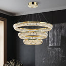 Modern crystal and copper chandelier three-tier indoor lighting