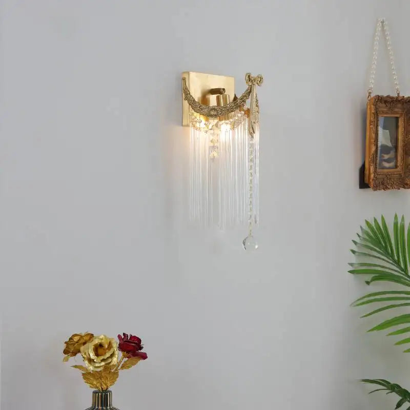 Vintage crystal and brass wall light for elegant interiors