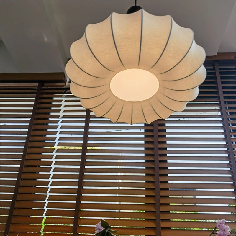 Silk chandelier with luminous fabric lampshade