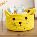 adorable cat face woven cotton storage basket