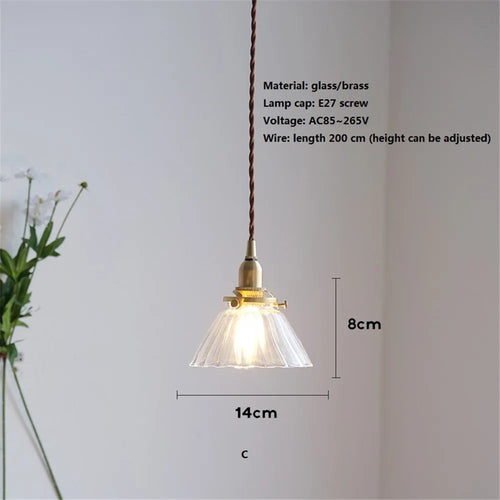 Retro glass and brass pendant light for interior decoration - vue 10 sur 10