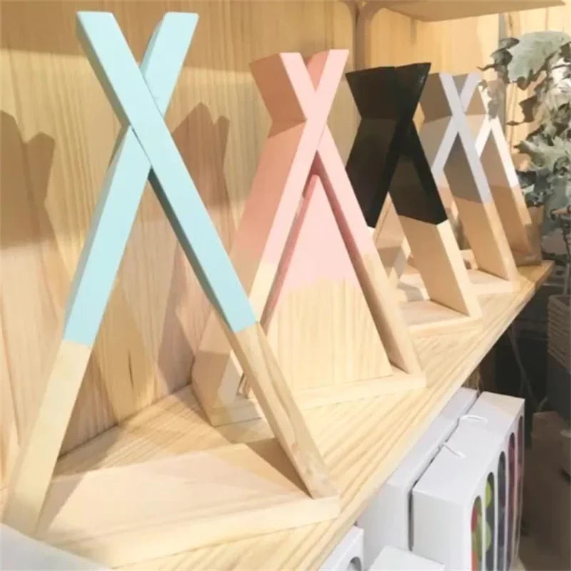 Triangle Wooden Shelf for Wall Decoration, Decorative Crafts, Storage Holder, Living Room, Kids Room - vue 2 sur 10