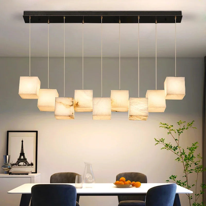 Spanish marble chandelier with minimalist Chinese style for elegant interiors