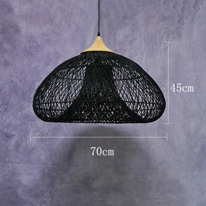 Southeast Asian vintage rattan pendant light high quality for dining room, restaurant, kitchen, or loft - vue 24 sur 27