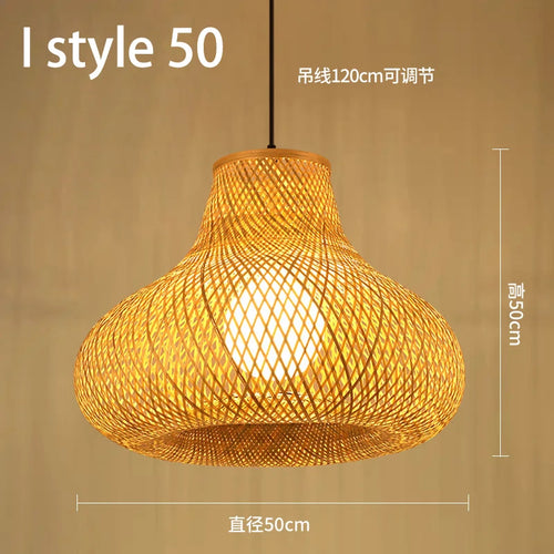 Handmade Chinese style bamboo chandelier with vintage pastoral weaving - vue 26 sur 30