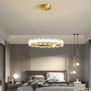 Nordic style K9 crystal chandelier with petal ring and LED