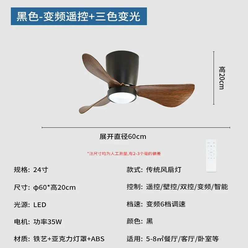 Simple nordic frequency conversion ceiling fan light - vue 11 sur 19