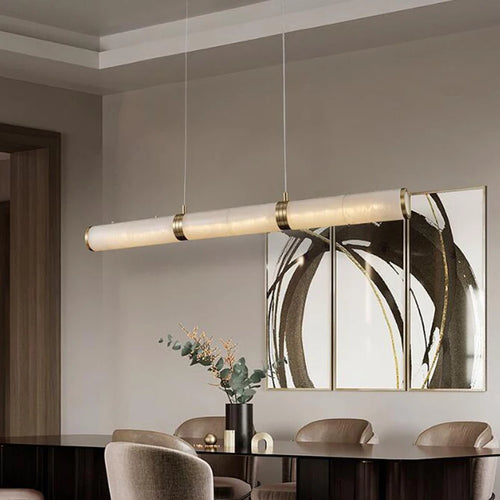 Modern luxury copper and marble LED chandelier zigzag indoor lighting - vue 7 sur 7