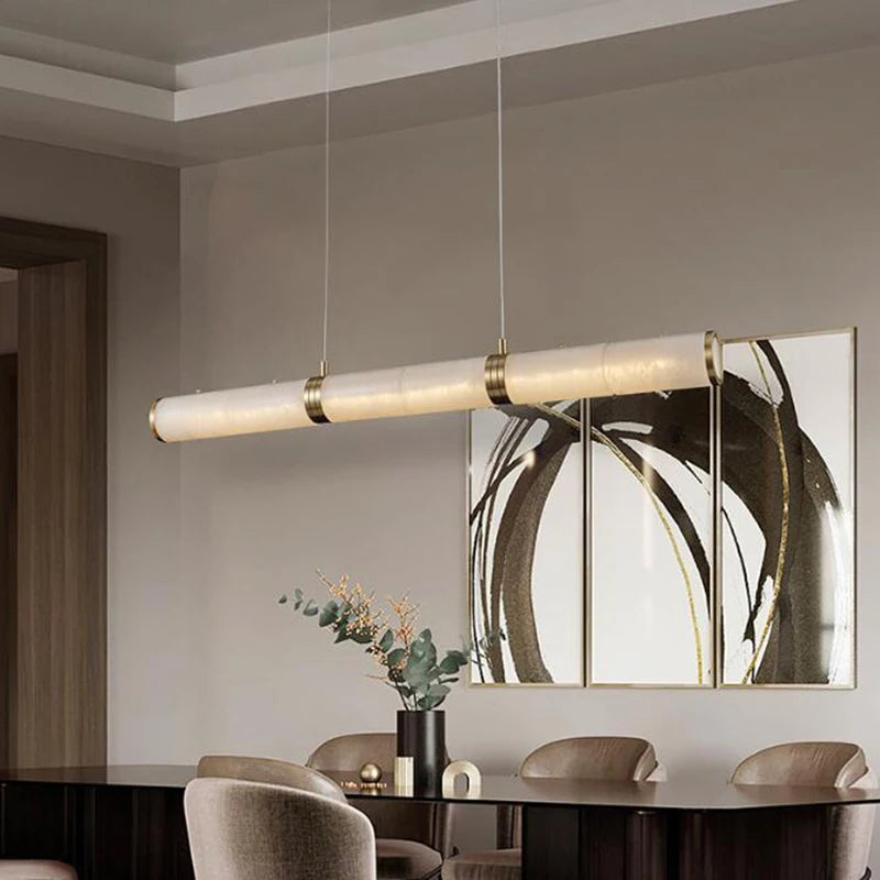 Modern luxury copper and marble LED chandelier zigzag indoor lighting - vue 6 sur 7