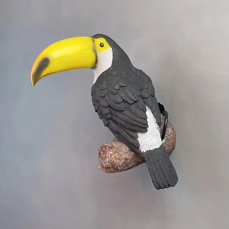 Decorative toucan wall light for garden and walkway