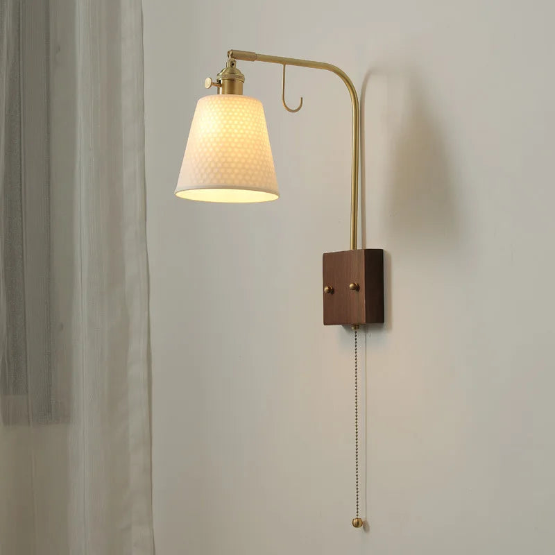 Chinese style ceramic wall light with pull switch - vue 9 sur 9